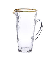 Pebble Glass Pitcher with Gold Rim